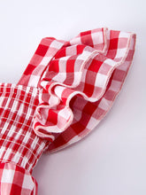 Load image into Gallery viewer, Summer Plaid Smocked Ruffle Girl Romper Sibling Outfits
