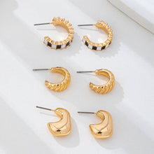 Load image into Gallery viewer, Checker Textured Hoop Trio Earrings
