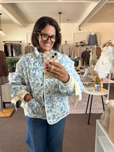 Load image into Gallery viewer, Camille Floral Quilted Jacket - Ivory/Blue
