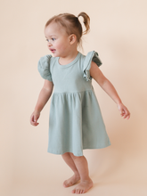 Load image into Gallery viewer, Organic Cotton Ruffle Dress | Sky
