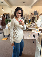 Load image into Gallery viewer, Basic V-Neck Long Sleeve - Sand Beige
