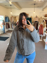 Load image into Gallery viewer, Maggie Quilted Tie Jacket - Charcoal

