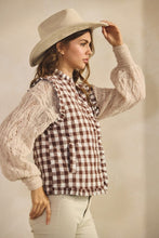 Load image into Gallery viewer, Brown Ruffle Gingham Vest
