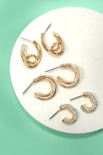 Load image into Gallery viewer, Trio Huggie Hoop Rhinestone Earrings
