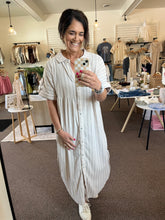 Load image into Gallery viewer, Striped Linen Midi Dress
