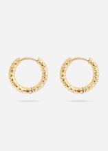 Load image into Gallery viewer, 18K Gold PVD Stainless Steel Textured Huggie Hoop Earrings / ERJ0012
