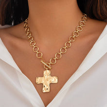 Load image into Gallery viewer, Hammered Cross Necklace

