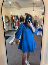 Load image into Gallery viewer, Brielle Ruffle Collar Denim Dress

