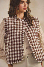 Load image into Gallery viewer, Brown Ruffle Gingham Vest
