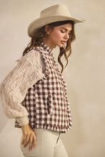 Load image into Gallery viewer, Brown Ruffle Gingham Vest

