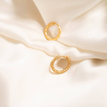 Load image into Gallery viewer, 18K Gold PVD Stainless Steel Textured Huggie Hoop Earrings / ERJ0012
