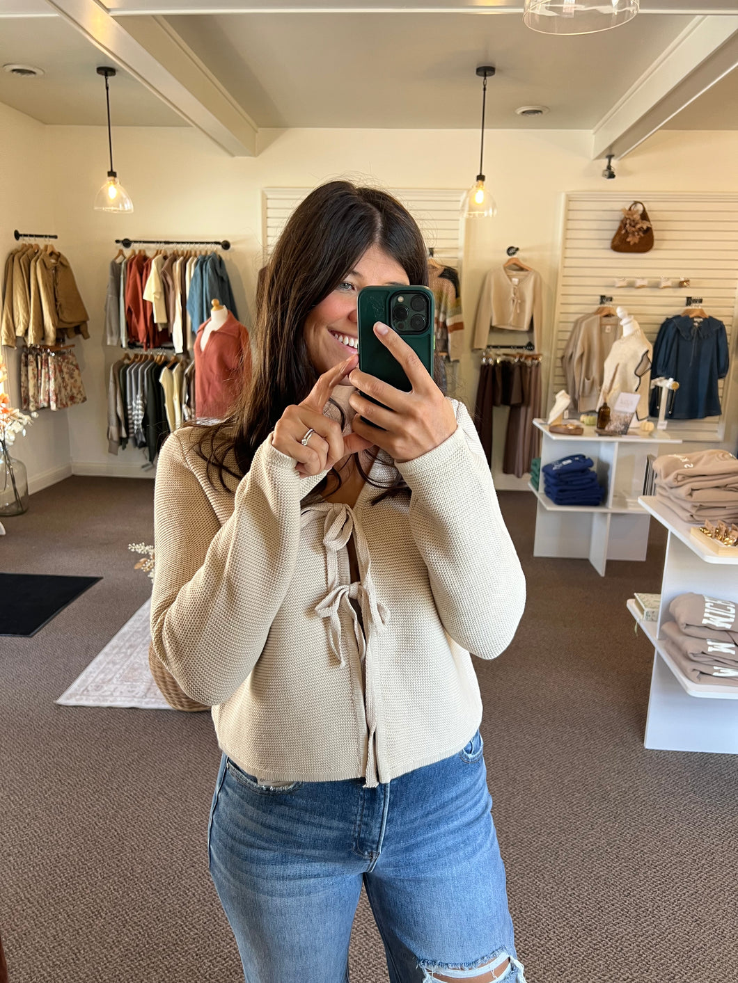 Breezy Nights Tie Sweater - Sand