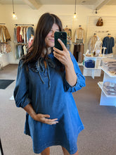Load image into Gallery viewer, Brielle Ruffle Collar Denim Dress
