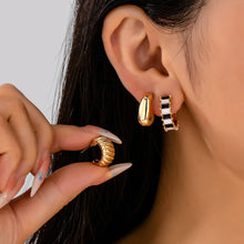 Load image into Gallery viewer, Checker Textured Hoop Trio Earrings
