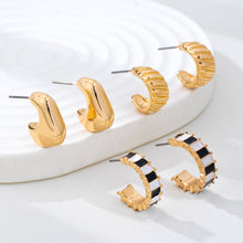 Load image into Gallery viewer, Checker Textured Hoop Trio Earrings
