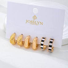 Load image into Gallery viewer, Checker Textured Hoop Trio Earrings
