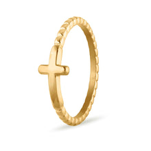 Load image into Gallery viewer, Stainless Steel Beaded Stackable Cross Ring
