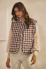 Load image into Gallery viewer, Brown Ruffle Gingham Vest
