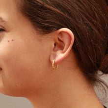 Load image into Gallery viewer, 18K Gold PVD Stainless Steel Textured Huggie Hoop Earrings / ERJ0012
