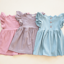Load image into Gallery viewer, Organic Cotton Ruffle Dress | Sky
