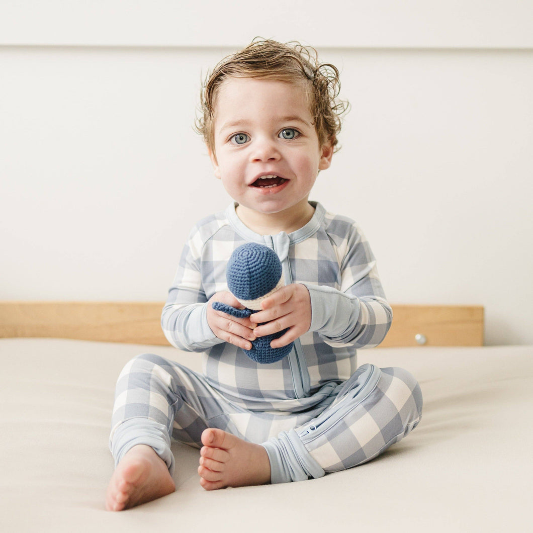 Blue Gingham Bamboo Zippy