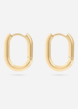 Load image into Gallery viewer, 18K Gold PVD Stainless Steel Oval Huggie Earrings
