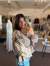 Load image into Gallery viewer, Striped Long Sleeve Top Taupe
