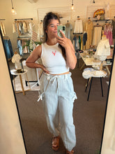 Load image into Gallery viewer, Molly Textured Pant - White/Blue
