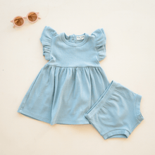 Load image into Gallery viewer, Organic Cotton Ruffle Dress | Sky
