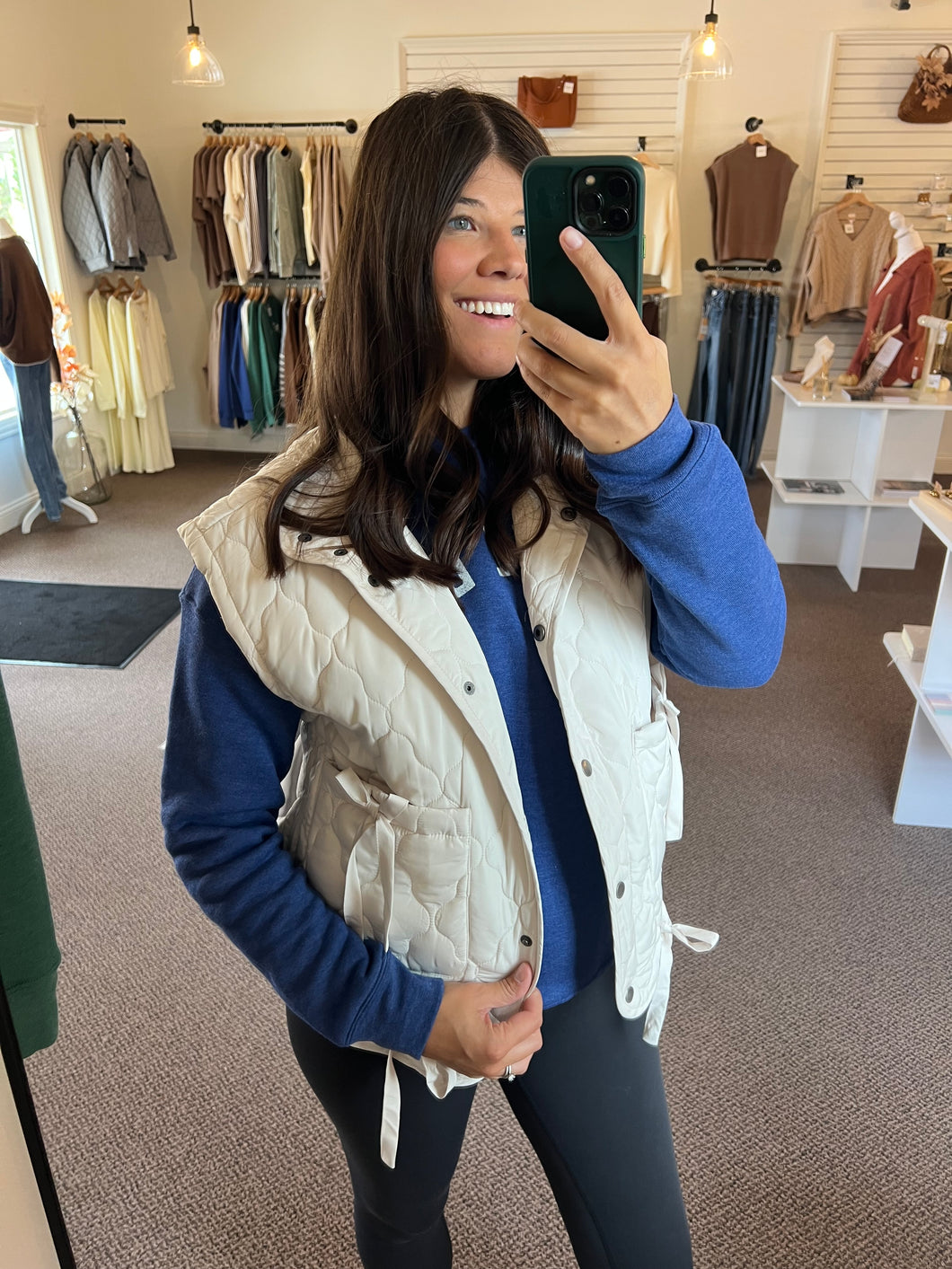 Winnie Quilted Puffer Vest - Cream