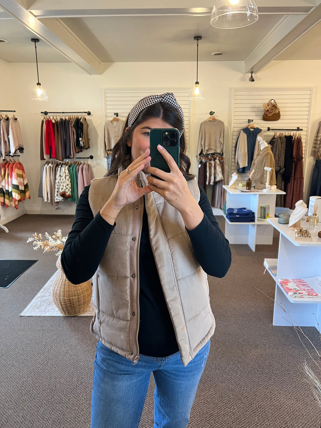 Asher Suede Puffer Vest - Mocha