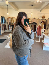 Load image into Gallery viewer, Maggie Quilted Tie Jacket - Charcoal
