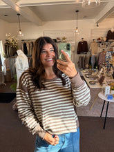 Load image into Gallery viewer, Striped Long Sleeve Top Taupe
