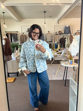Load image into Gallery viewer, Camille Floral Quilted Jacket - Ivory/Blue
