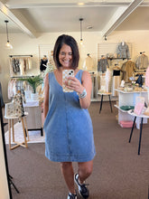 Load image into Gallery viewer, Prairie Charm Denim Dress
