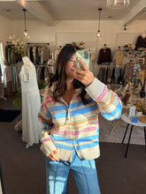 Load image into Gallery viewer, Cotton Candy Striped Mock Neck Zip Up
