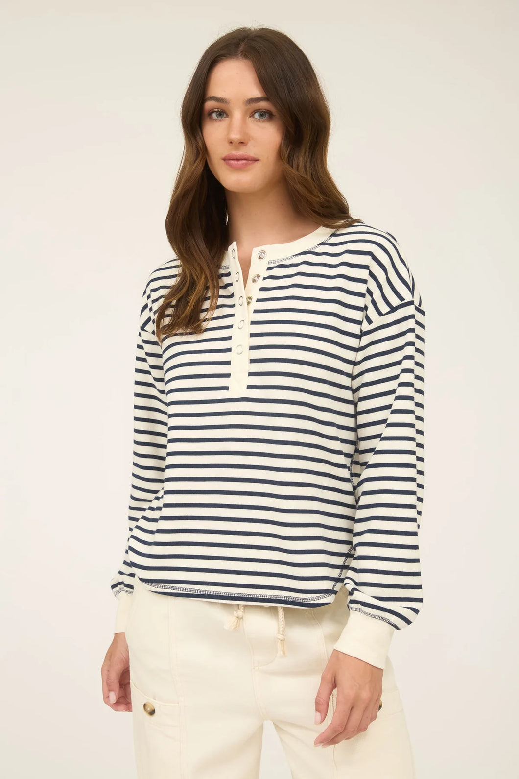 Henley Stripe Top
