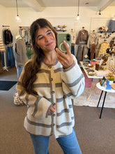 Load image into Gallery viewer, Heather Stripe Button Down Knit Cardigan
