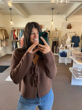 Load image into Gallery viewer, Breezy Nights Tie Sweater - Brown
