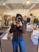 Load image into Gallery viewer, Ellie Front Tie Cardigan - Brown
