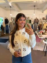 Load image into Gallery viewer, Cream Floral Embroider Cable Knit
