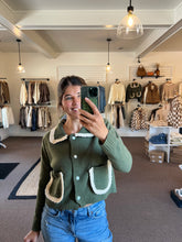 Load image into Gallery viewer, Riley Ruffle Collard sweater cardigan
