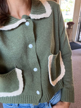 Load image into Gallery viewer, Riley Ruffle Collard sweater cardigan
