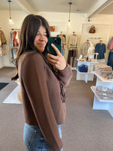 Load image into Gallery viewer, Breezy Nights Tie Sweater - Brown
