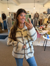 Load image into Gallery viewer, Heather Stripe Button Down Knit Cardigan
