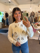 Load image into Gallery viewer, Cream Floral Embroider Cable Knit

