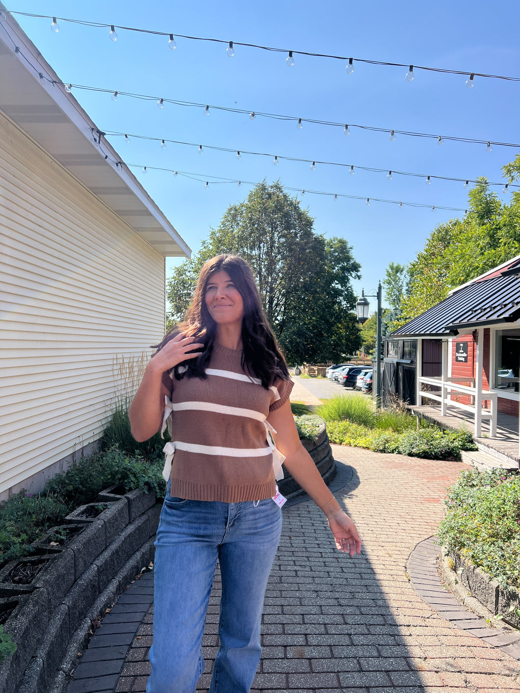 Natalie Stripe Side Tie Sweater
