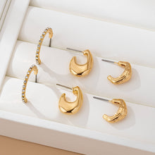Load image into Gallery viewer, Tapered Rhinestone Hoop Trio Earring
