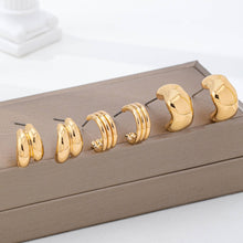 Load image into Gallery viewer, Sculptural Gold-Tone Hoop Earring Set
