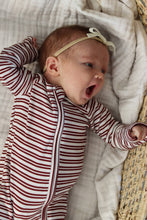 Load image into Gallery viewer, Cranberry Stripe Zip Pajamas
